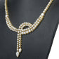 Yellow Gold Diamond Double-Row Lariat Tennis Necklace with Pear Shape Diamond Drop Tips