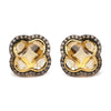 Yellow Gold Diamond and Citrine Clover Halo Stud Earrings