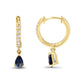 Yellow Gold Pear-Shaped Blue Sapphire and Diamond Drop-and-Dangle Huggy-Hoop Earrings