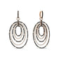 Rose Gold Round Black-and-White Diamond Graduated Hoop Dangle Earrings