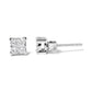 Silver Invisible-Set Princess Diamond Composite Quad Stud Earrings