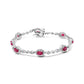 White Gold Oval Ruby and Diamond Link Bracelet