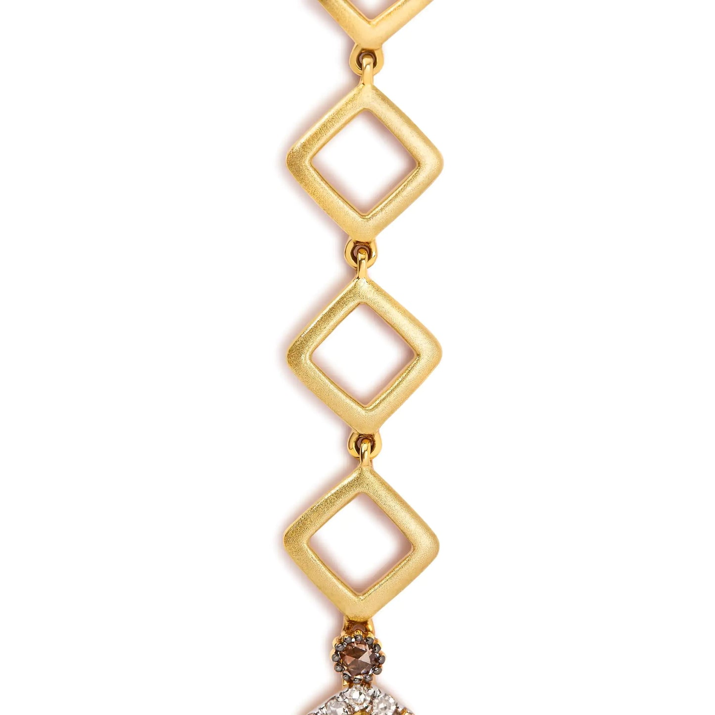 Yellow Gold Fancy-Yellow Rose-Cut Diamond Collar Necklace with Four-Leaf Clover Drop