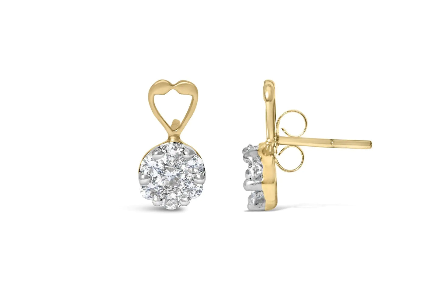 Yellow Gold Round-Cut Diamond Earrings