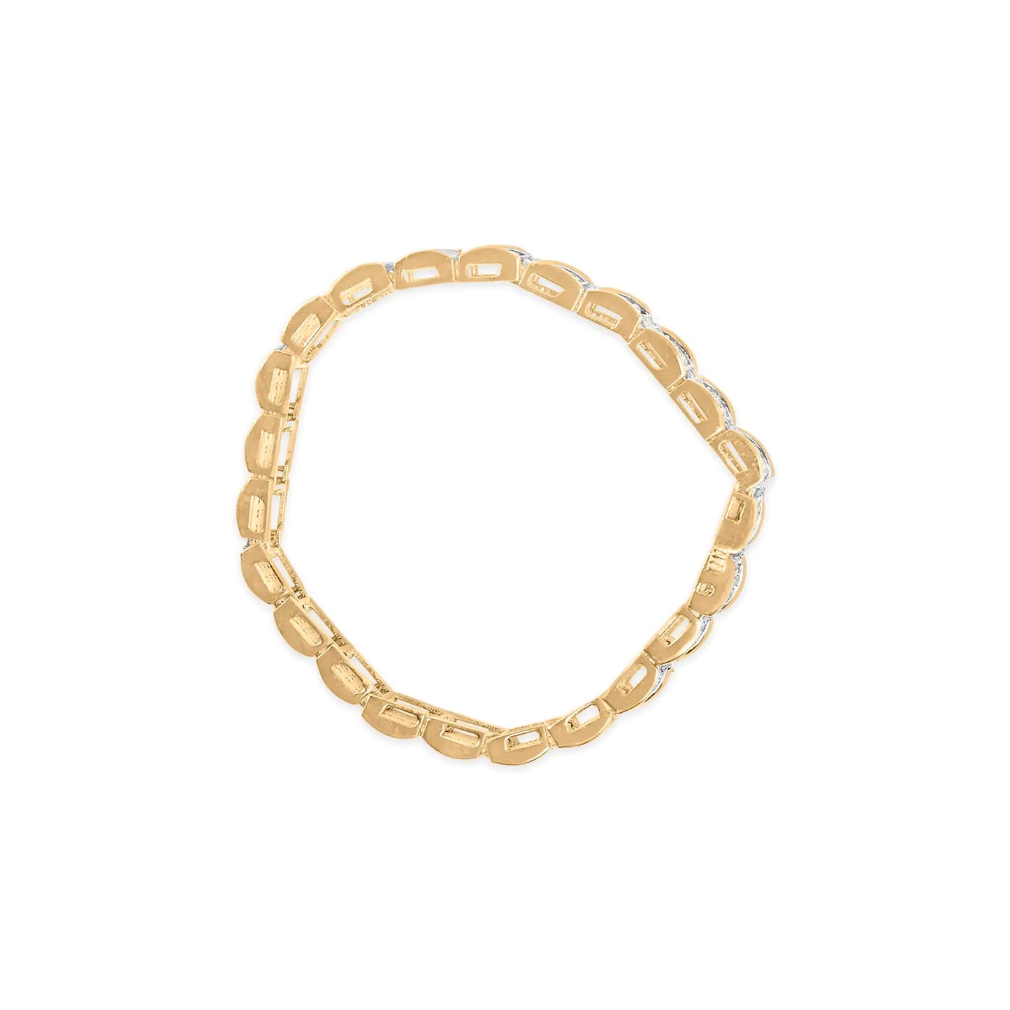 Yellow Gold Round-Cut Diamond Link Bracelet