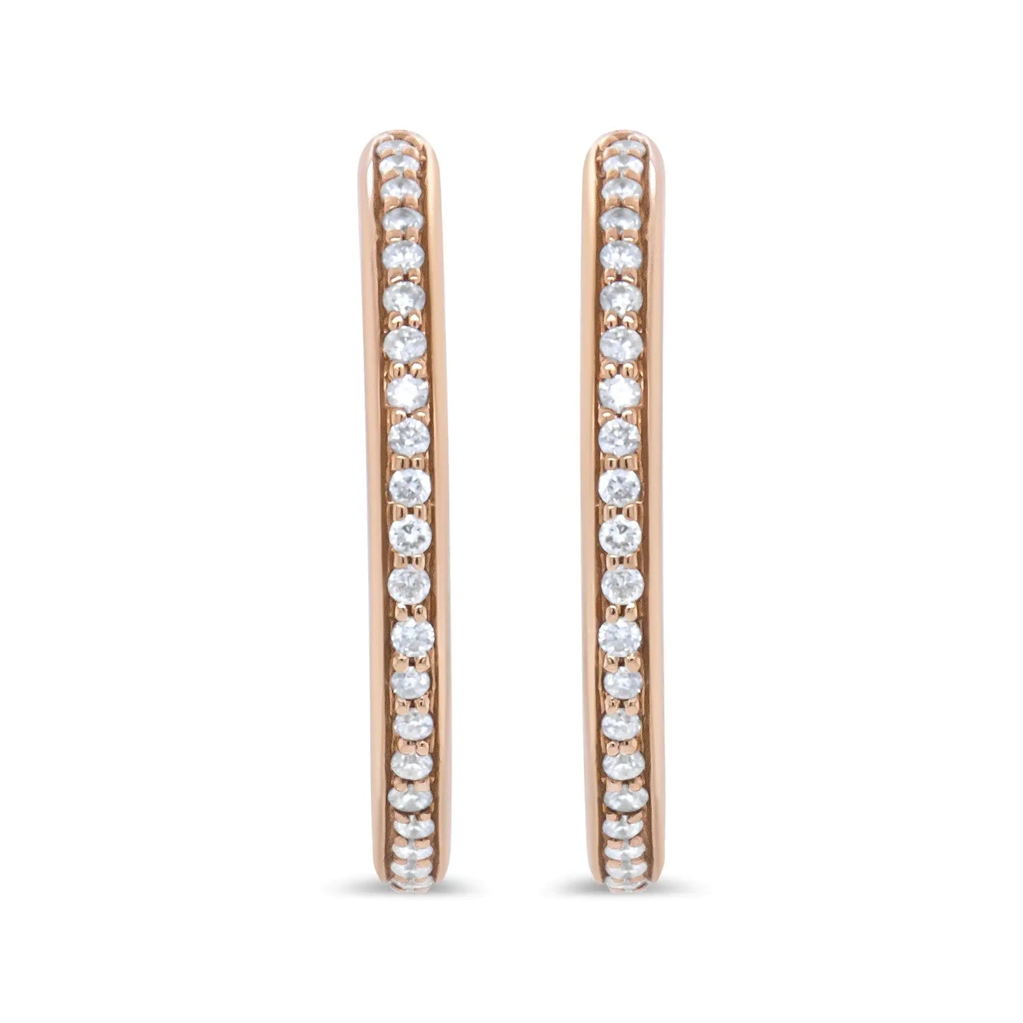 Rose Gold Round Diamond Hoop Earrings