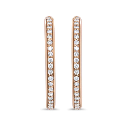 Rose Gold Round Diamond Hoop Earrings