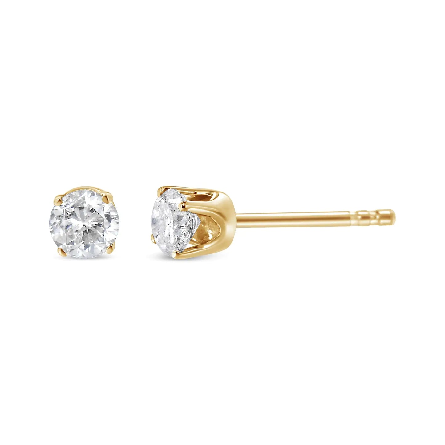 Yellow Gold Brilliant Solitaire Diamond Stud Earrings