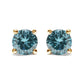 White Gold Aqua-Blue Diamond Classic Stud Earrings