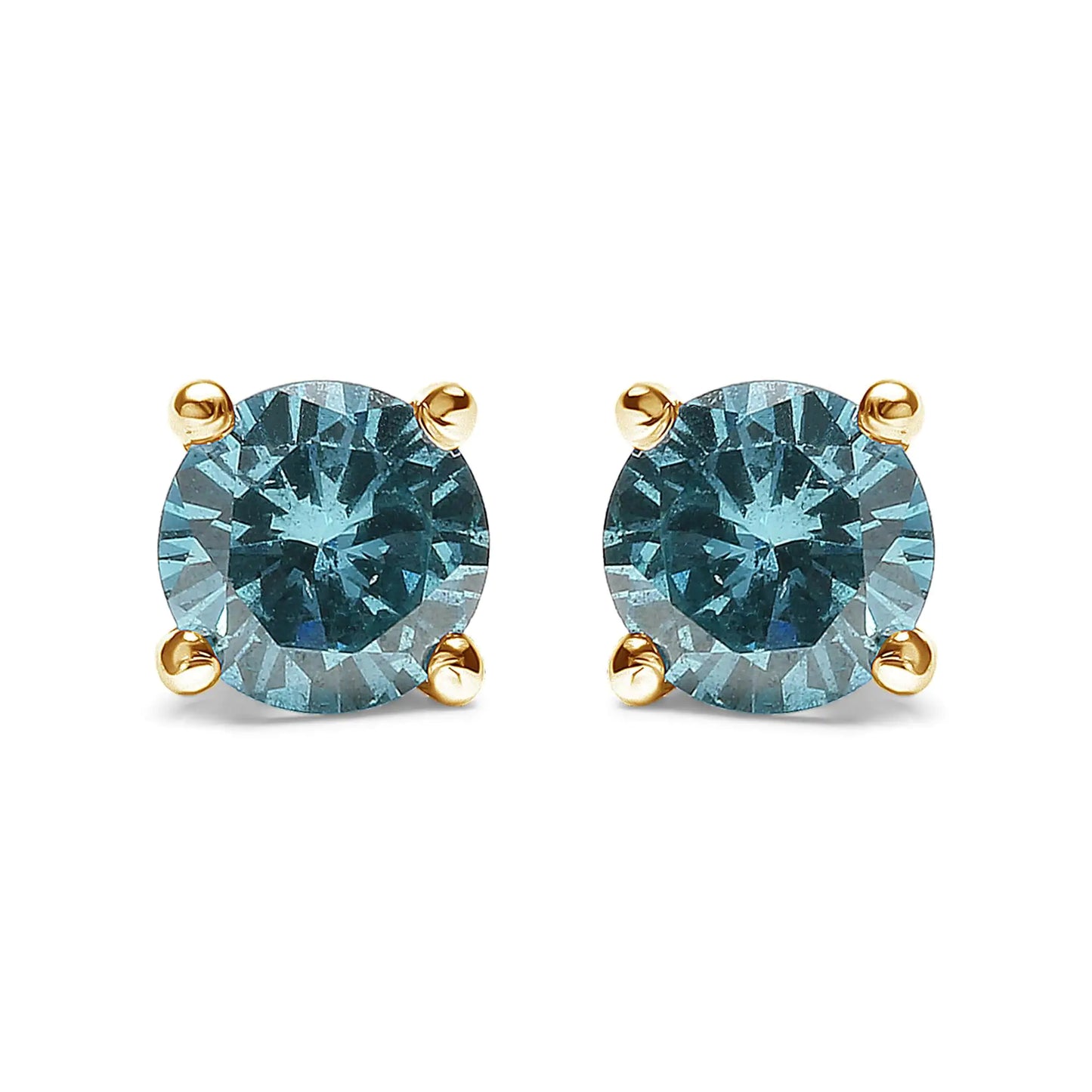 White Gold Aqua-Blue Diamond Classic Stud Earrings