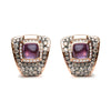 Rose Gold Diamond and Amethyst Geometrical Statement Stud Earrings