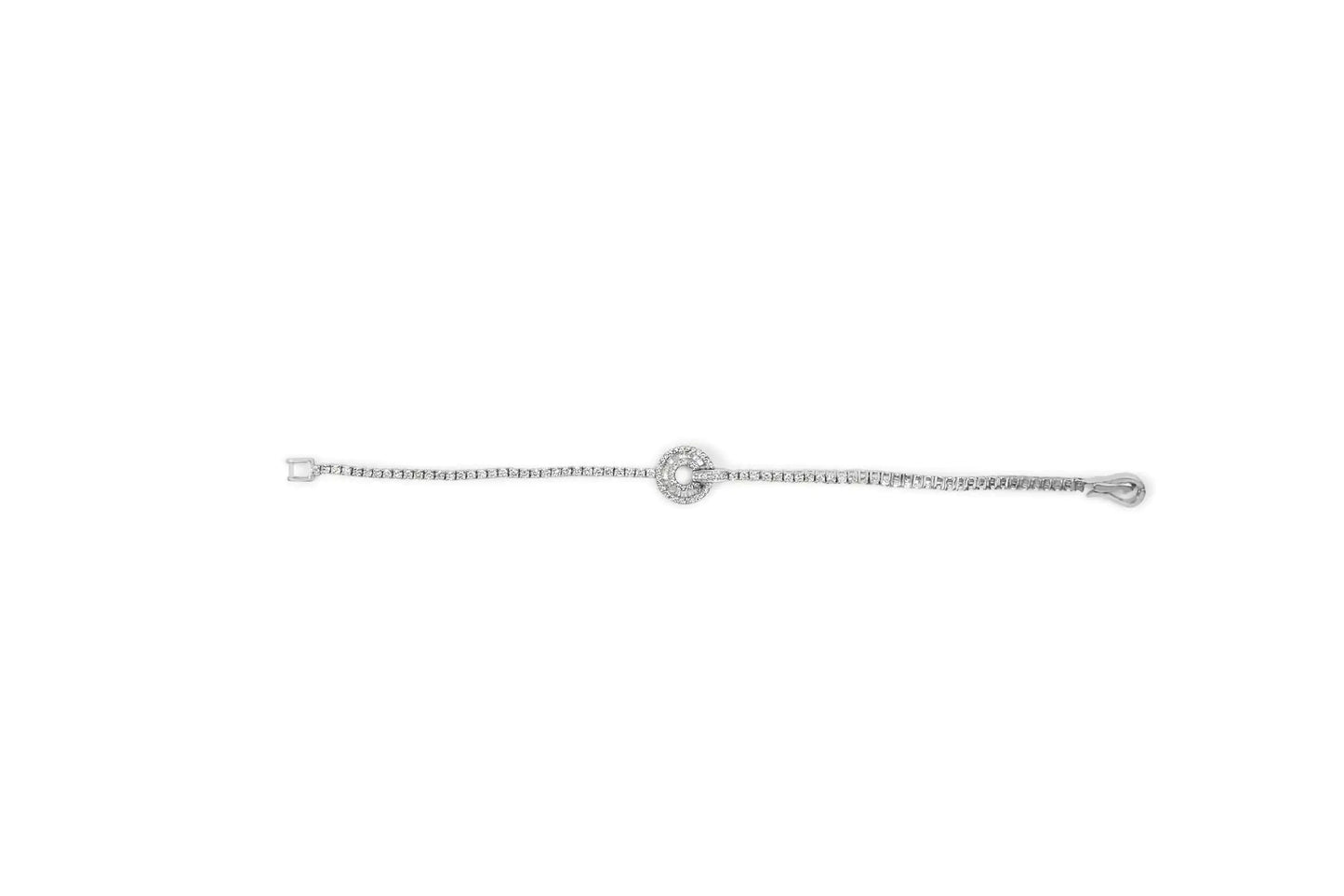 White Gold Diamond Classic Tennis Bracelet with Medallion Station