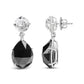 White Gold Diamond with Round White Topaz and Pear-Cut Black Onyx Dangle Earrings