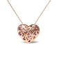 Rose Gold Diamond and Purple Amethyst Cluster Heart-Shape Pendant Necklace