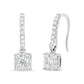 White Gold Round-Cut Diamond Halo Dangle Hook Earrings