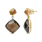 Yellow Gold Diamond with Citrine and Smoky Quartz Dangle Earrings