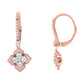 Rose Gold Diamond Flower Drop-Dangle Earrings