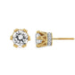 Yellow Gold Round-Cut Diamond Crown Stud Earrings