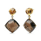 Yellow Gold Diamond with Citrine and Smoky Quartz Dangle Earrings