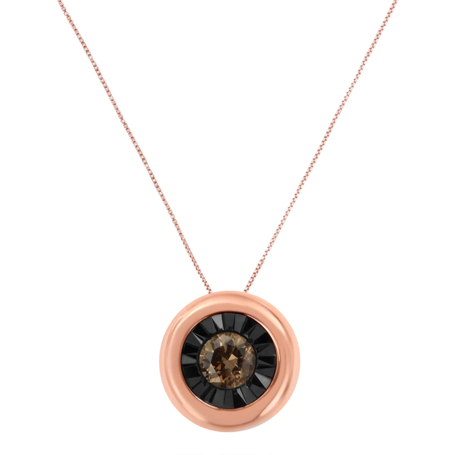 Black Rhodium over Rose Gold Diamond Two-Tone Miracle-Plate Solitaire Pendant Necklace