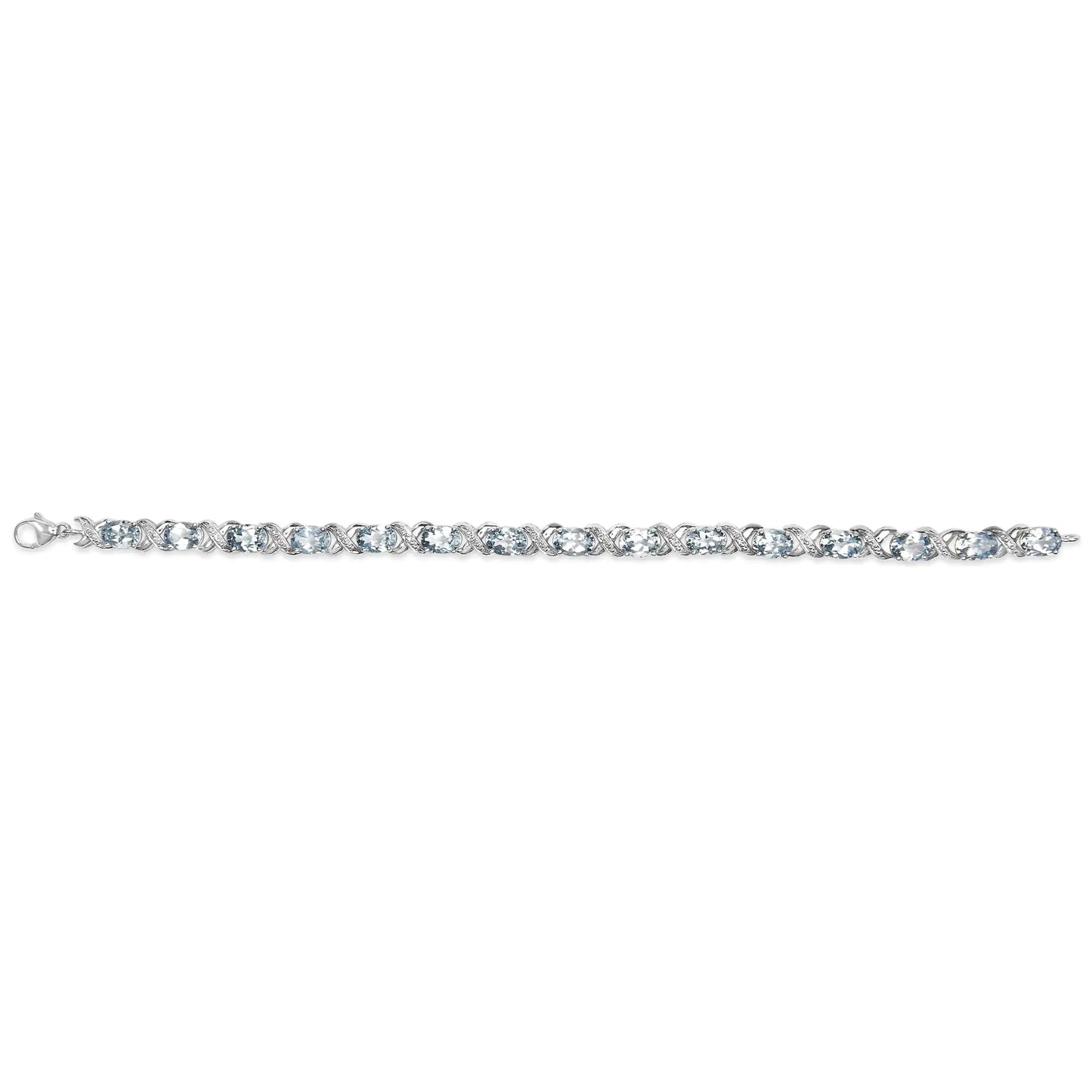 Silver Blue Topaz and Diamond Accent Tennis X-Link Bracelet