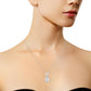 White Gold Diamond Oval Pendant Necklace