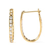 Yellow Gold Round-and-Baguette-Cut Diamond U-Hoop Earrings