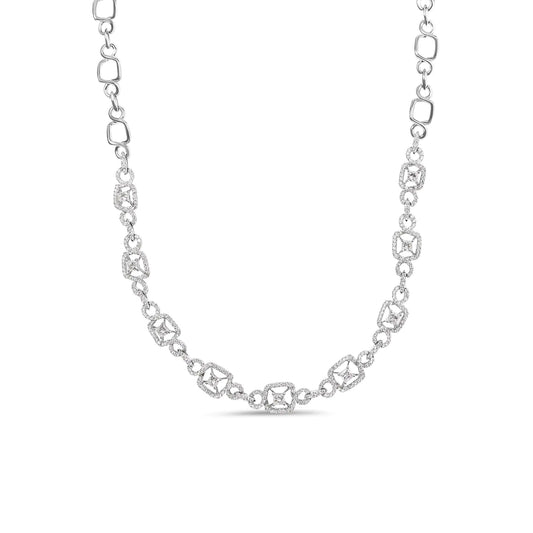 White Gold Diamond "Duchess" Station-and-Link-Collar Necklace