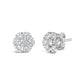 White Gold Lab-Grown Diamond Floral-Cluster Composite Stud Earrings