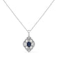 Silver Oval Blue Sapphire and Diamond Accent Art-Deco-Style Shield-Shaped Pendant Necklace