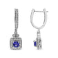 White Gold Blue Tanzanite and Diamond Halo Drop-and-Dangle Earrings