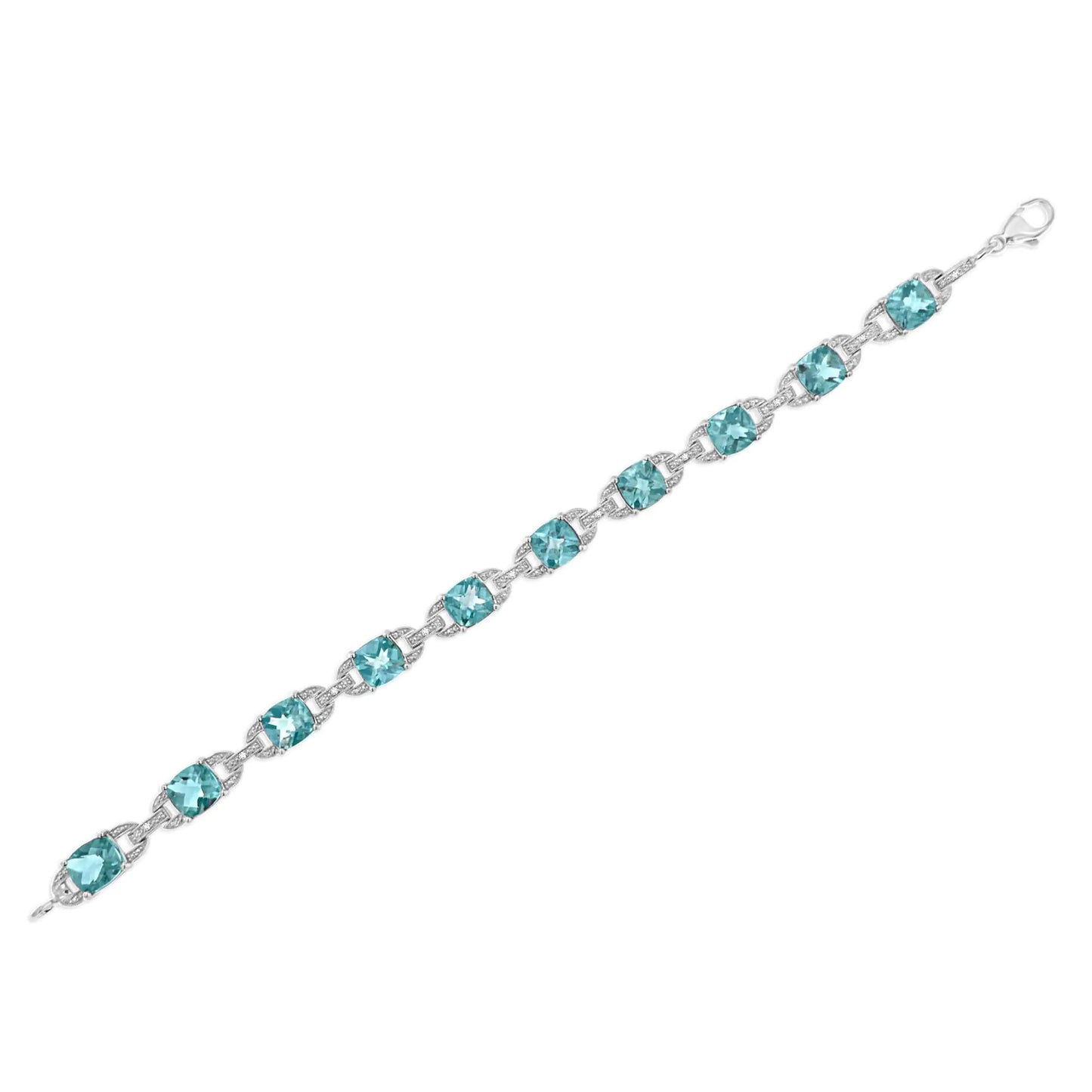 Silver Blue Topaz and Diamond Fashion Tennis Bracelet