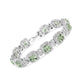 Silver Cushion-Cut Green Amethyst and Single-Cut Diamond Square-Shape Tennis Bracelet