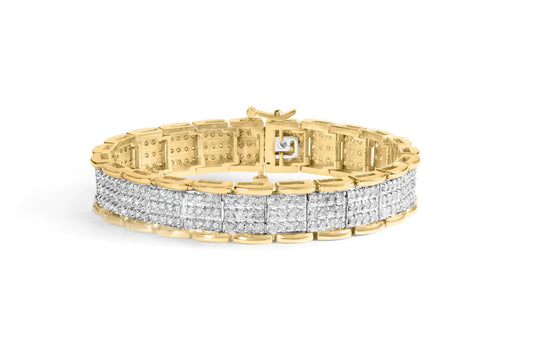 Yellow Gold Round-Cut Diamond Link Bracelet