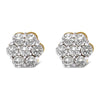 Yellow Gold Diamond Floral-Cluster Stud Earrings