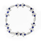 White Gold Diamond and Round Blue Sapphire Gemstone Floral-Link Bracelet