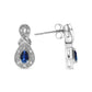 Silver Pear Blue Sapphire and Diamond Accent Infinity Drop Stud Earrings