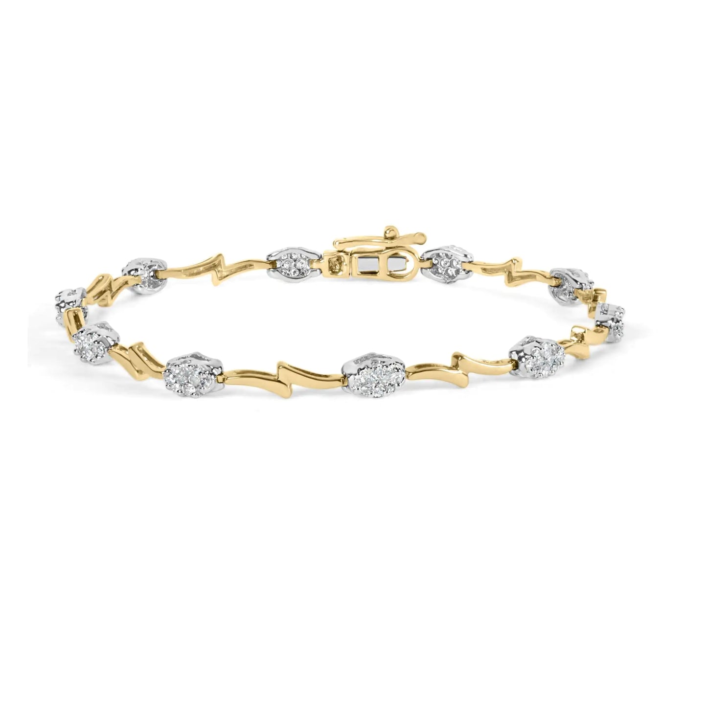 White-and-Yellow Gold Diamond Cluster-Link Bracelet