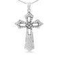 Silver Diamond Fleur-de-Lis Cross Pendant Necklace