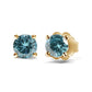 White Gold Aqua-Blue Diamond Classic Stud Earrings