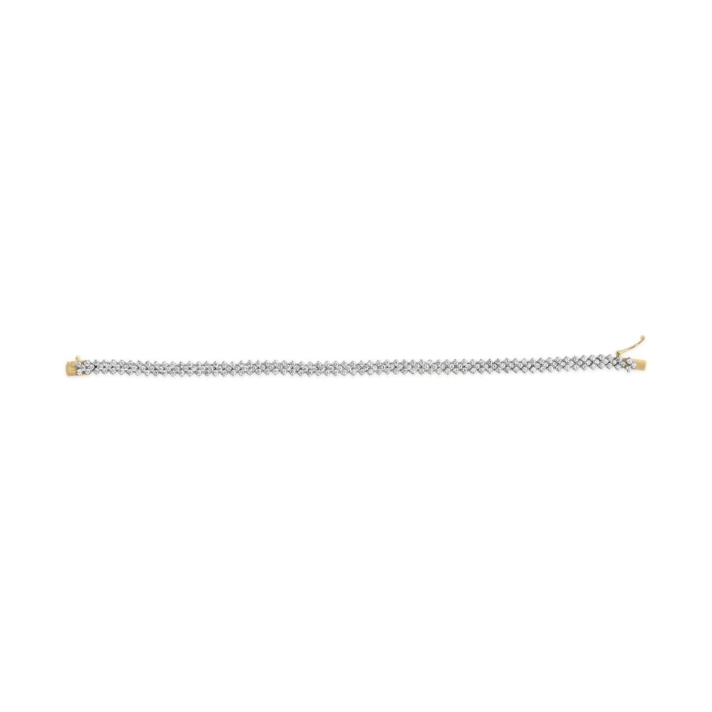 Yellow Gold Diamond Trio Cluster Link Bracelet