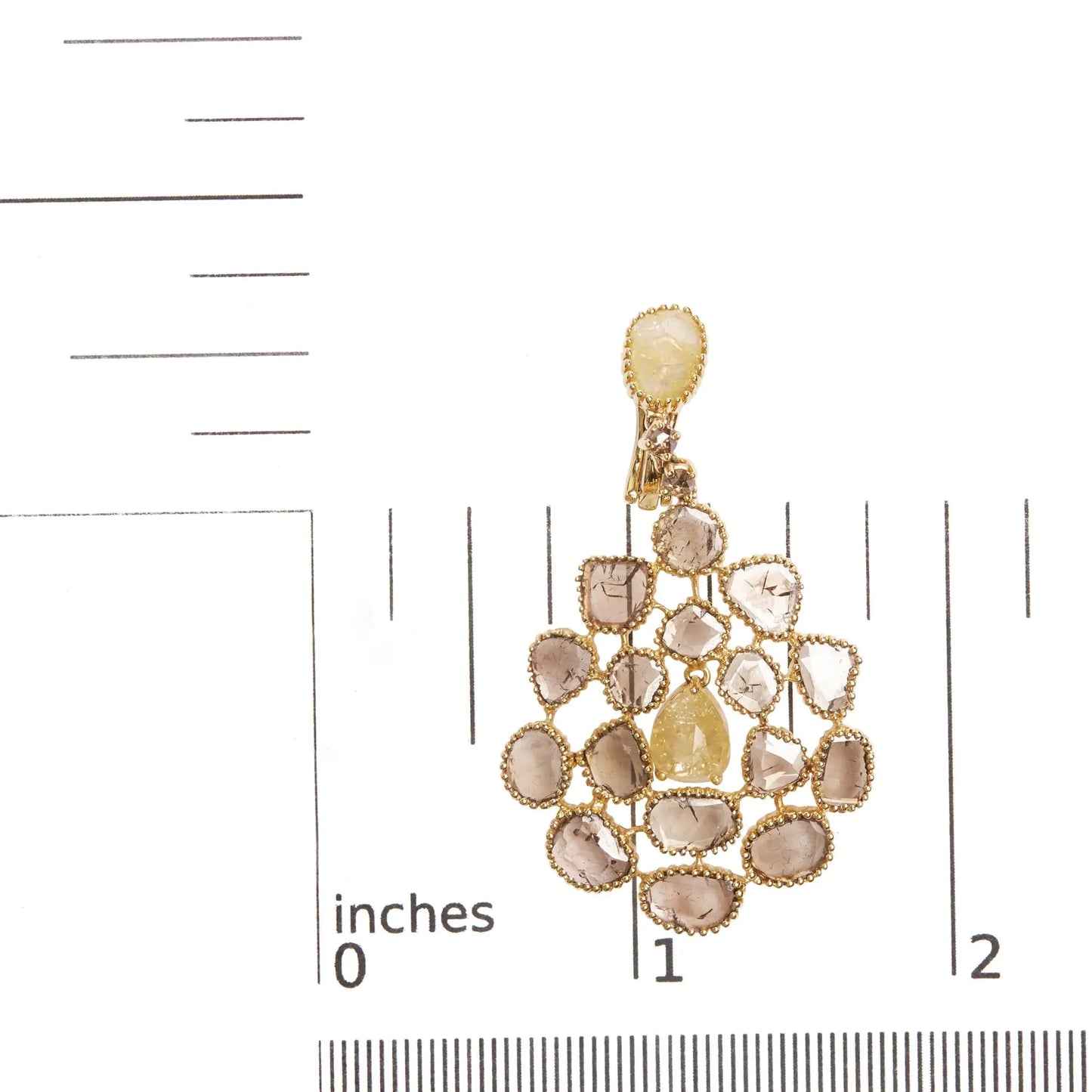 Yellow Gold Rose-Cut-and-Sliced Diamond Chandelier-Style Dangle Earrings