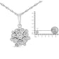 Silver Miracle Set Diamond Floral Cluster Pendant Necklace