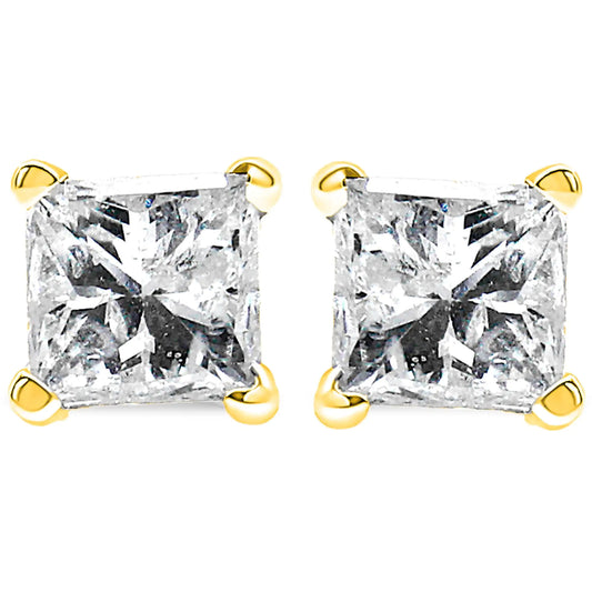 Yellow Gold Diamond Classic Solitaire Stud Earrings