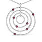 White Gold Pavé-Set Diamonds and Red Ruby Openwork Circles Pendant Necklace