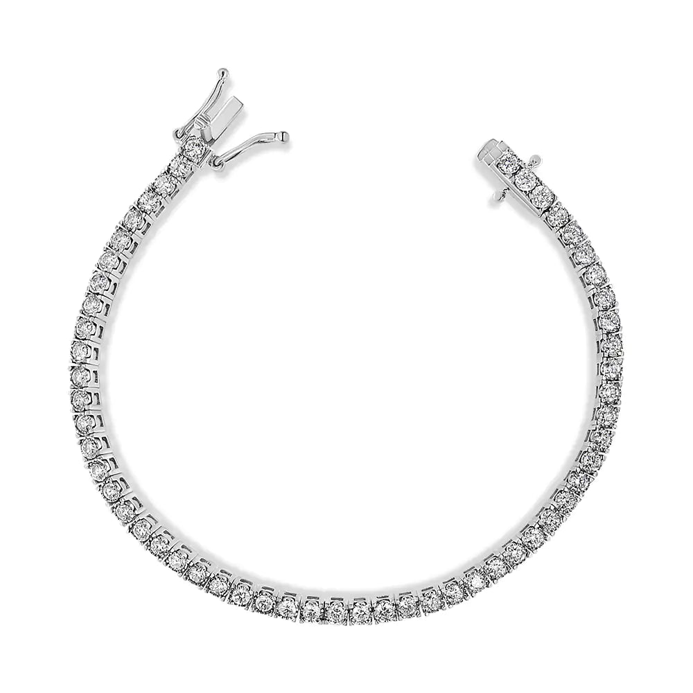 White Gold Miracle-Set Round-Cut Lab-Grown Diamond Illusion Tennis Bracelet