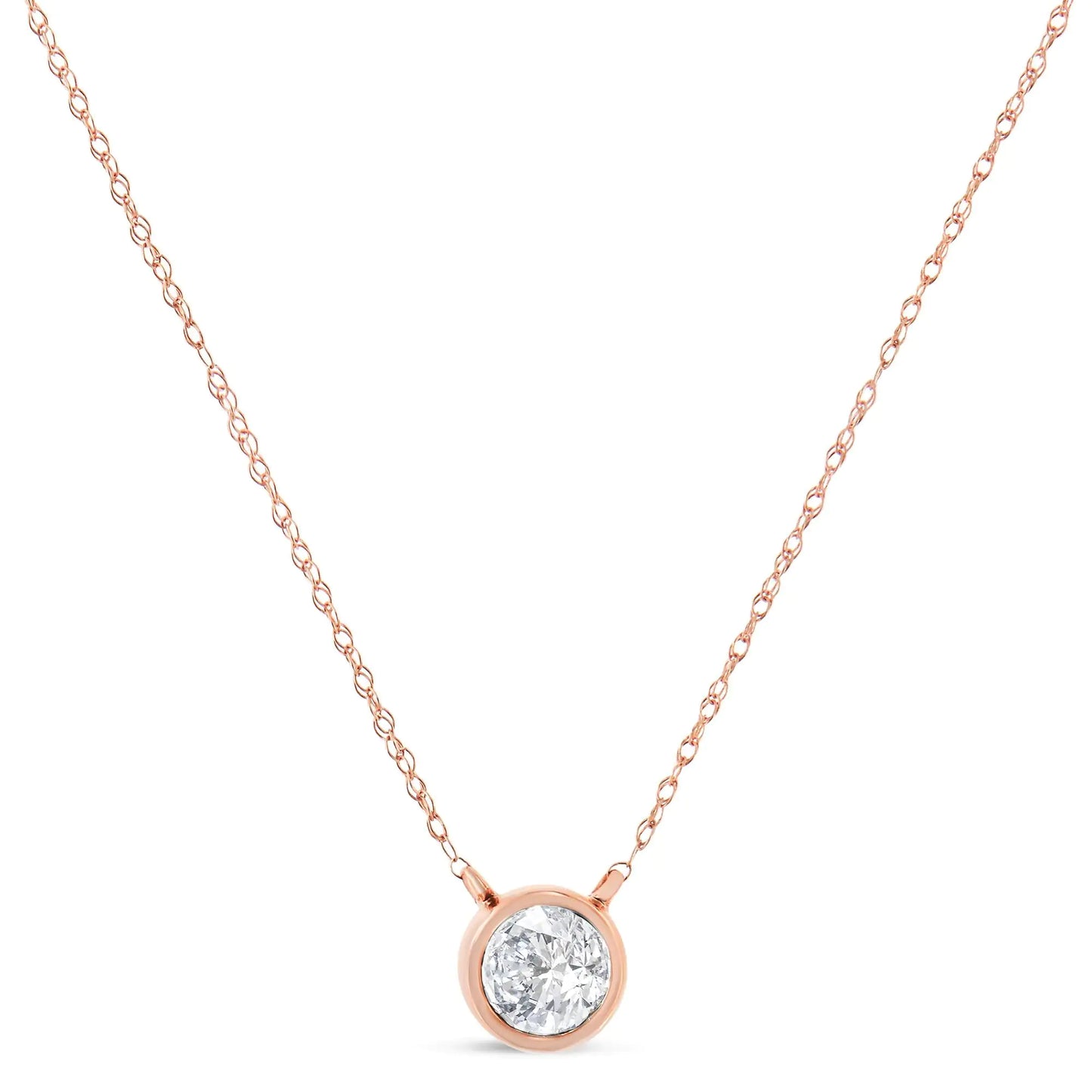 Rose Gold Diamond Solitaire Pendant Necklace