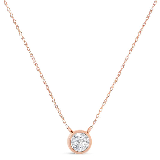 Rose Gold Diamond Solitaire Pendant Necklace