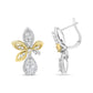 White-and-Yellow Gold Round Pavé-Set Diamond Teardrop and Marquise-Shape Drop-Dangle Earrings