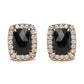 Rose-and-White Gold Diamond and Black Onyx Halo Stud Earrings